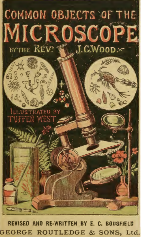 A book cover with a microscope and other objects
Description automatically generated