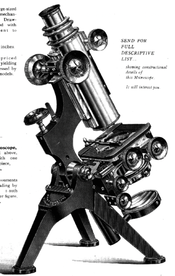 Microscope In 1900 A close-up of a machineDescription automatically generated with medium ...