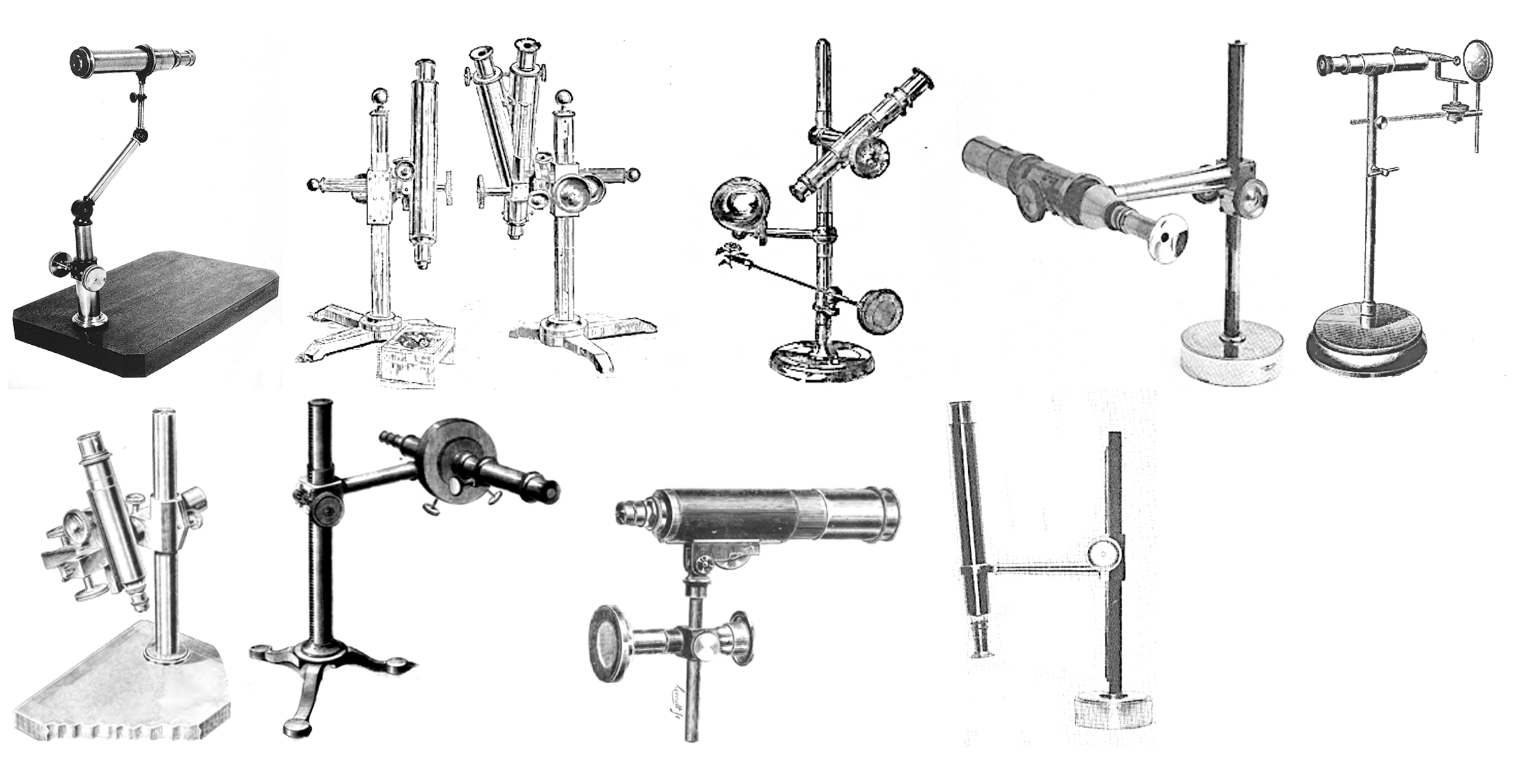 Collection of antique microscopes and other scientific instruments