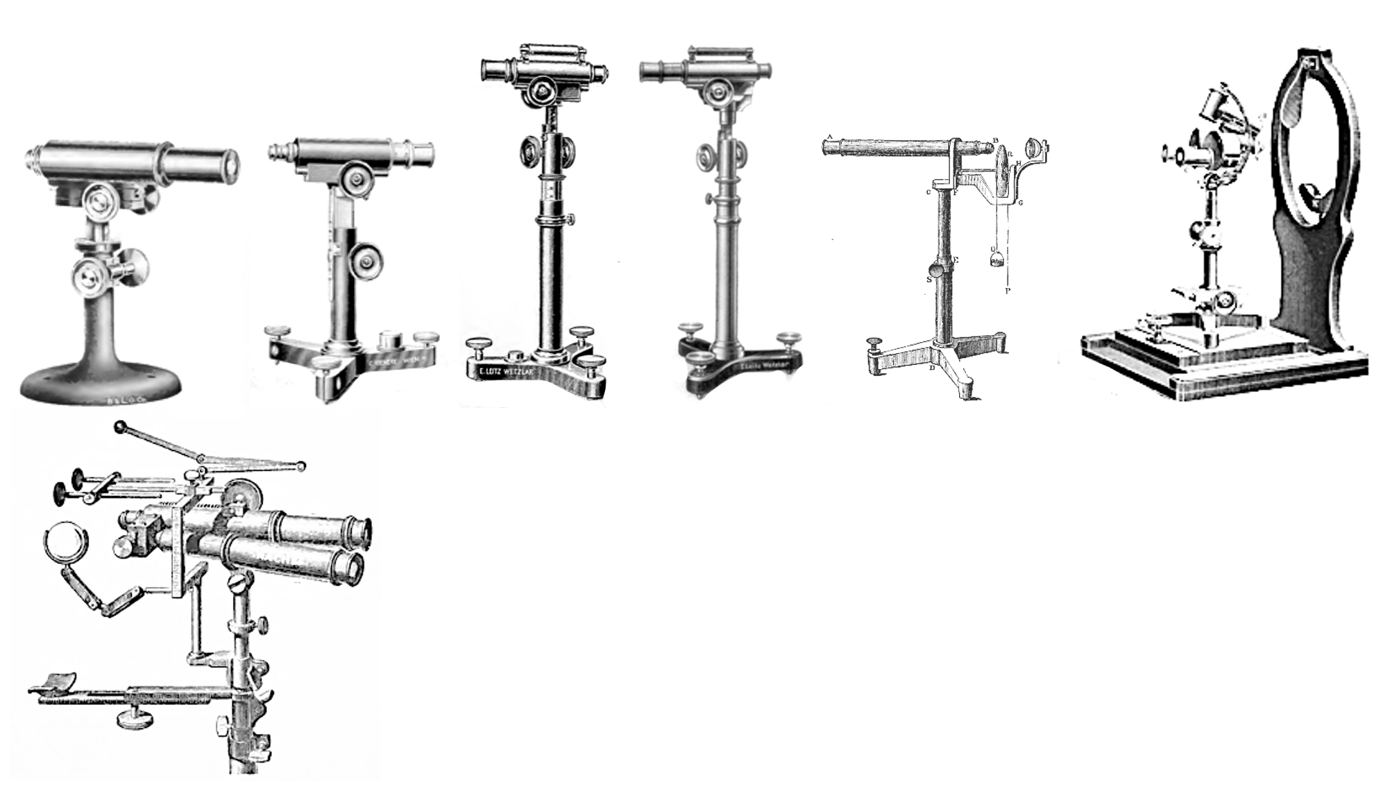 Collection of antique microscopes and other scientific instruments