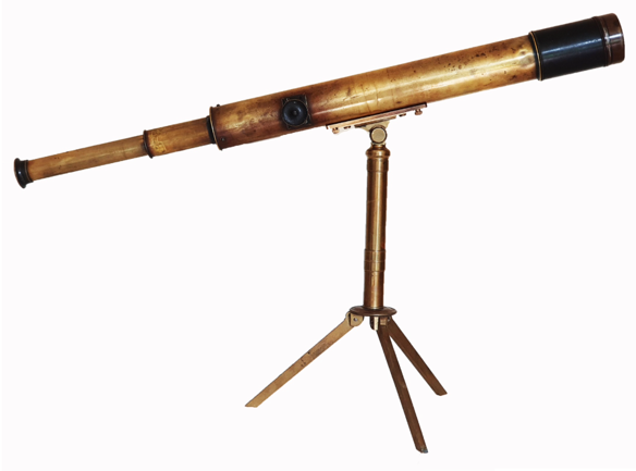 A telescope on a stand
Description automatically generated